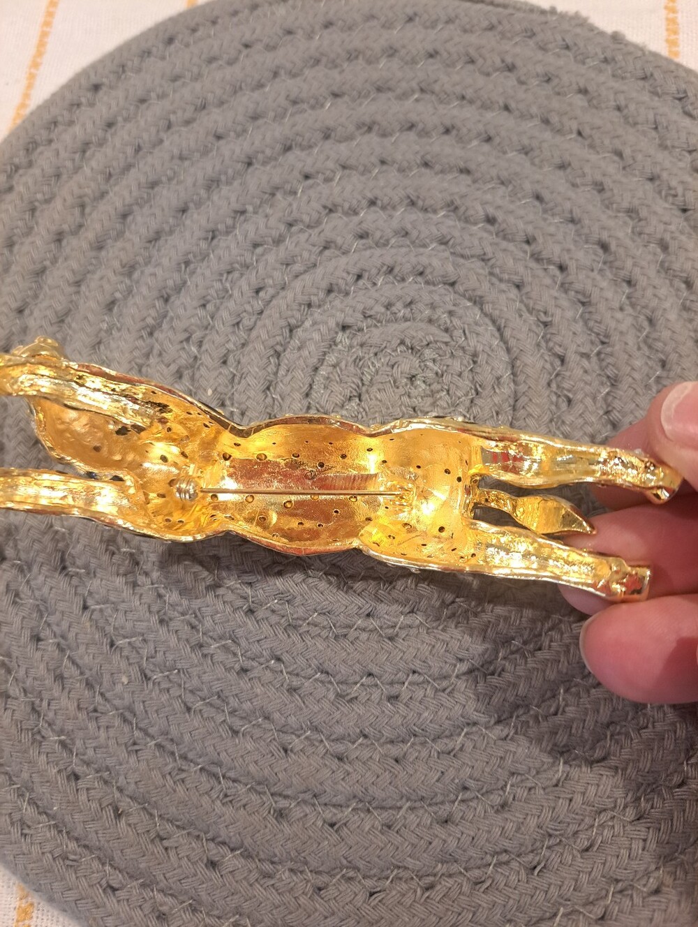 Vtg Joanna Buchanan Zebra Shoulder Brooch Gold Emerald Rhinestones Enamel. New - Picture 5 of 8